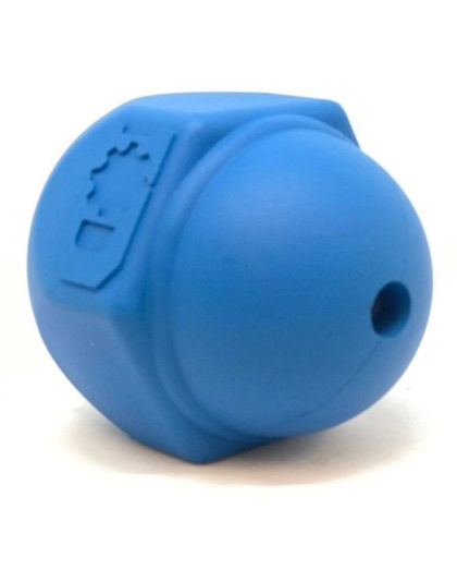 Blue - ID Cap Nut Ultra-Durable Rubber Chew Toy and Treat Dispenser - Large