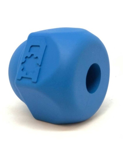 Blue - ID Cap Nut Ultra-Durable Rubber Chew Toy and Treat Dispenser - Large