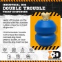Blue - ID Double Trouble Durable Rubber Chew Toy and Treat Dispenser  - Large