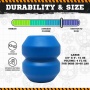 Blue - ID Double Trouble Durable Rubber Chew Toy and Treat Dispenser  - Large