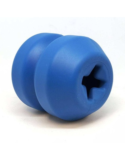 Blue - ID Double Trouble Durable Rubber Chew Toy and Treat Dispenser  - Large