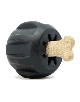 Black - Magnum Black ID Gear Treat Pocket Durable Rubber Treat Holder and Chew Toy - Large