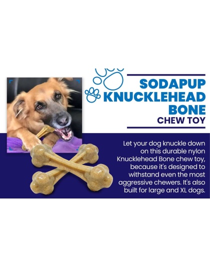 Brown - Knuckle Bone Ultra Durable Nylon Dog Chew Toy for Aggressive Chewers - Large