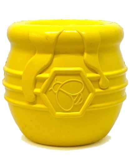Yellow - Large Honey Pot Durable Rubber Treat Dispenser & Enrichment Toy - Large