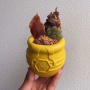 Yellow - Large Honey Pot Durable Rubber Treat Dispenser & Enrichment Toy - Large