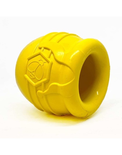 Yellow - Large Honey Pot Durable Rubber Treat Dispenser & Enrichment Toy - Large