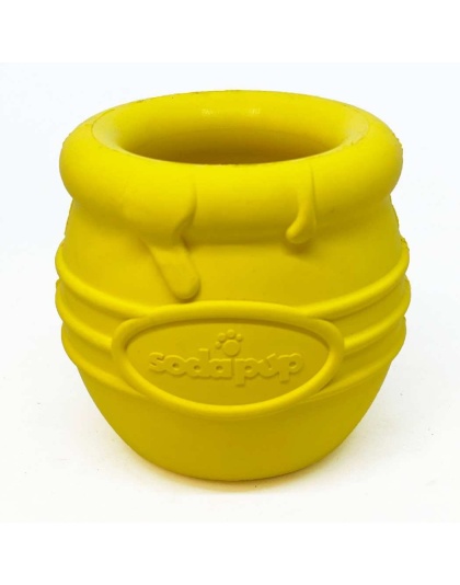 Yellow - Large Honey Pot Durable Rubber Treat Dispenser & Enrichment Toy - Large