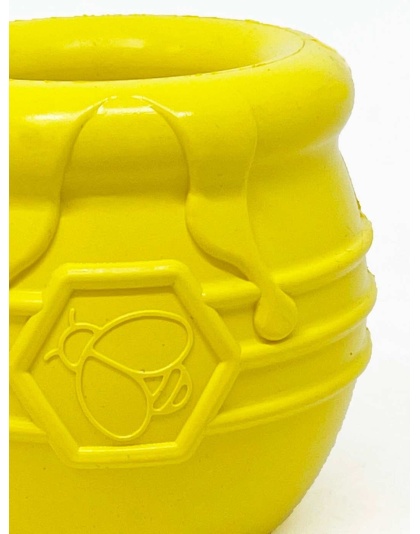 Yellow - Large Honey Pot Durable Rubber Treat Dispenser & Enrichment Toy - Large