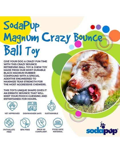 Black - Magnum Crazy Bounce Ultra Durable Rubber Chew & Retrieving Toy - Large