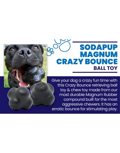 Black - Magnum Crazy Bounce Ultra Durable Rubber Chew & Retrieving Toy - Large