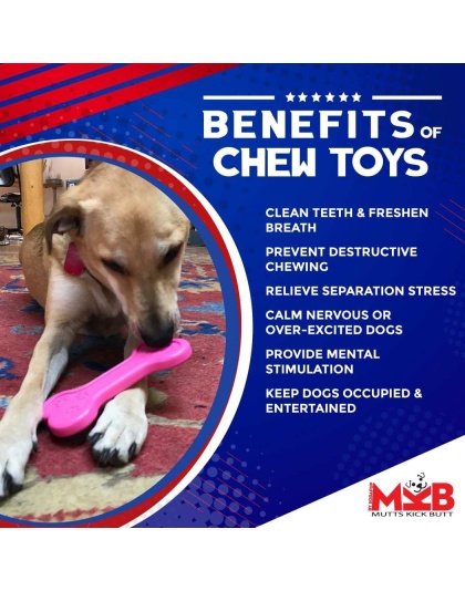 Pink - MKB Bone Ultra Durable Nylon Dog Chew Toy for Aggressive Chewers