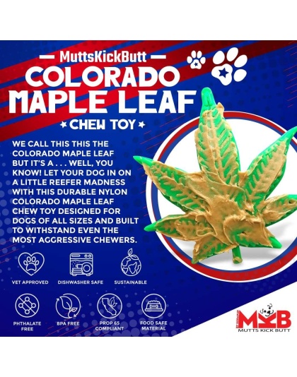 Green - MKB Colorado Maple Leaf Durable Nylon Dog Chew Toy for Aggressive Chewers