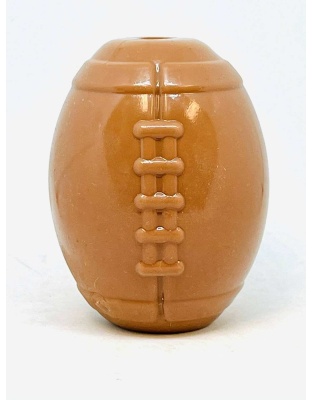 Brown - MKB Football Durable Synthetic Rubber Chew Toy and Treat Dispenser - Medium