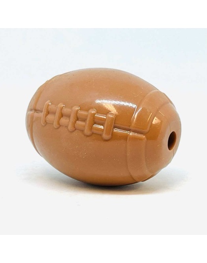 Brown - MKB Football Durable Synthetic Rubber Chew Toy and Treat Dispenser - Medium