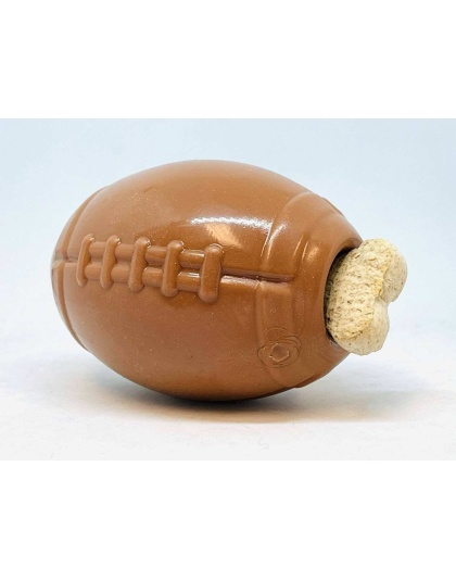 Brown - MKB Football Durable Synthetic Rubber Chew Toy and Treat Dispenser - Medium
