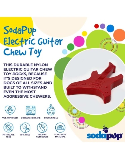 Red - SP Electric Guitar Ultra Durable Nylon Dog Chew Toy for Aggressive Chewers