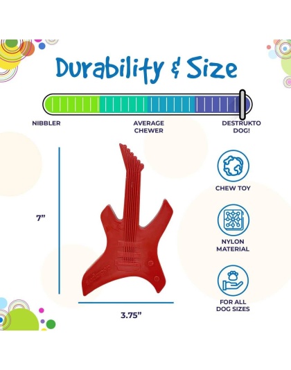Red - SP Electric Guitar Ultra Durable Nylon Dog Chew Toy for Aggressive Chewers