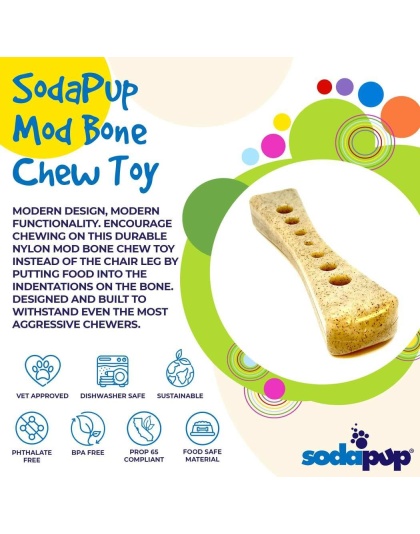 Brown - SP MOD Bone Ultra Durable Nylon Dog Chew Toy for Aggressive Chewers - Large