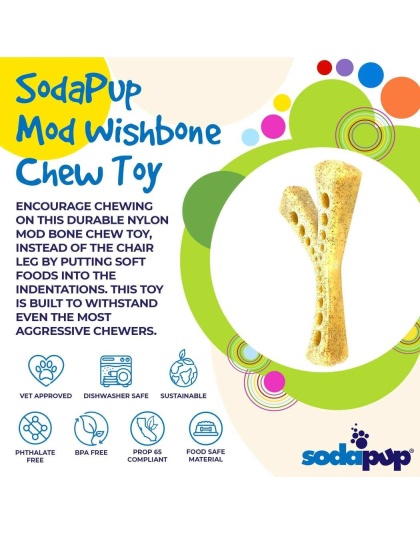 Brown - SP MOD Wishbone Ultra Durable Nylon Dog Chew Toy for Aggressive Chewers  - Medium