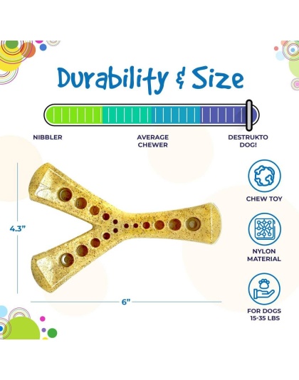 Brown - SP MOD Wishbone Ultra Durable Nylon Dog Chew Toy for Aggressive Chewers  - Medium
