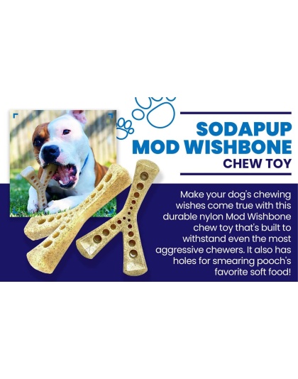 Brown - SP MOD Wishbone Ultra Durable Nylon Dog Chew Toy for Aggressive Chewers  - Medium