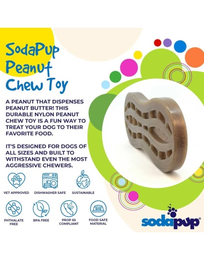 Brown - SP Peanut Ultra Durable Nylon Dog Chew Toy for Aggressive Chewers