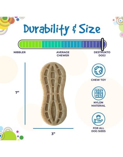 Brown - SP Peanut Ultra Durable Nylon Dog Chew Toy for Aggressive Chewers