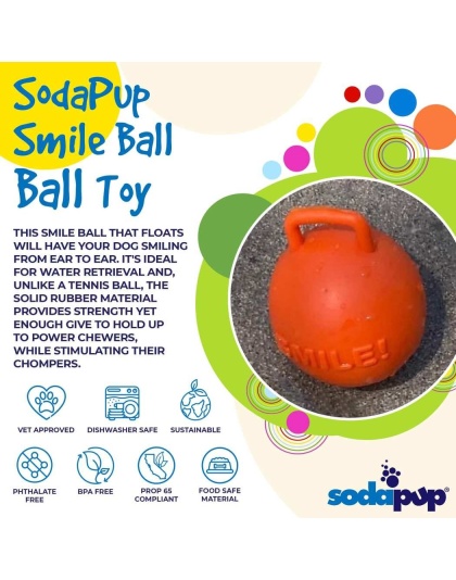 Orange - SP Smile Ball Ultra Durable Synthetic Rubber Chew Toy & Floating Retrieving Toy  - Medium