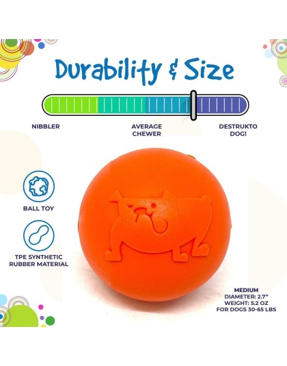 Orange - SP Smile Ball Ultra Durable Synthetic Rubber Chew Toy & Floating Retrieving Toy  - Medium