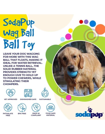 Blue - SP Wag Ball Ultra Durable Synthetic Rubber Chew Toy & Floating Retrieving Toy - Large