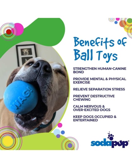 Blue - SP Wag Ball Ultra Durable Synthetic Rubber Chew Toy & Floating Retrieving Toy - Large