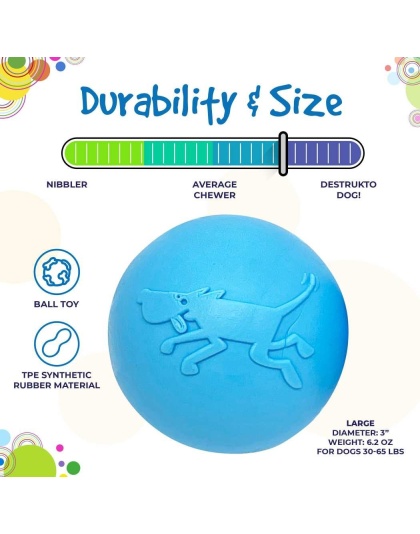 Blue - SP Wag Ball Ultra Durable Synthetic Rubber Chew Toy & Floating Retrieving Toy - Large