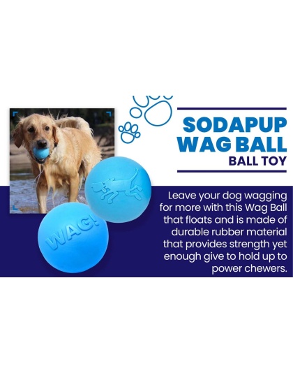 Blue - SP Wag Ball Ultra Durable Synthetic Rubber Chew Toy & Floating Retrieving Toy - Large