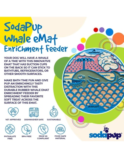 Blue Whale E-Mat - Whale Design eMat Enrichment Lick Mat With Suction Cups