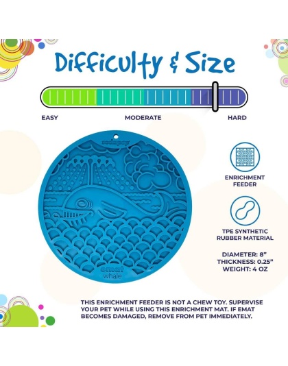 Blue Whale E-Mat - Whale Design eMat Enrichment Lick Mat With Suction Cups