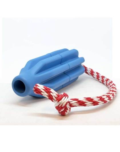 Blue - USA-K9 Rocket Durable Rubber Reward Toy, Tug Toy, and Retrieving Toy  - Large