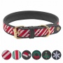 Leather with Candy Cane Embroidery - Halo Dog Collar  - L