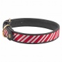 Leather with Candy Cane Embroidery - Halo Dog Collar  - L