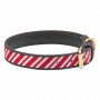 Leather with Candy Cane Embroidery - Halo Dog Collar  - L