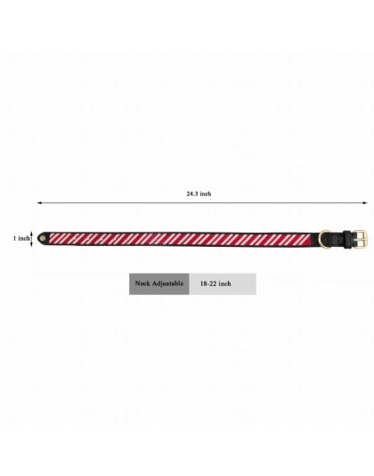 Leather with Candy Cane Embroidery - Halo Dog Collar  - L