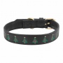 Leather with Christmas Christmas Tree Embroidery - Halo Dog Collar  - L