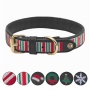 Leather with Christmas Stripes Embroidery - Halo Dog Collar  - L
