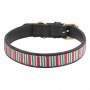 Leather with Christmas Stripes Embroidery - Halo Dog Collar  - L