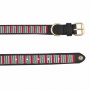 Leather with Christmas Stripes Embroidery - Halo Dog Collar  - L