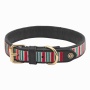 Leather with Christmas Stripes Embroidery - Halo Dog Collar  - M