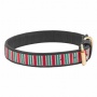 Leather with Christmas Stripes Embroidery - Halo Dog Collar  - M