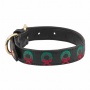 Leather with Christmas Wreath Embroidery - Halo Dog Collar  - L