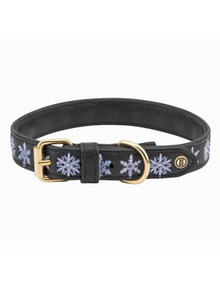 Leather with Snowflake Embroidery - Halo Dog Collar  - M