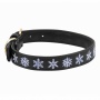 Leather with Snowflake Embroidery - Halo Dog Collar  - XS