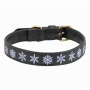 Leather with Snowflake Embroidery - Halo Dog Collar  - XS